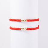 Pulseras 3 Balines gruesa de Hilo Rojo o Negro en Oro laminado 18k Para Pareja