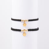 Pulsera Huellita en Oro laminado 18k, Hilo Rojo o Negro Para Pareja